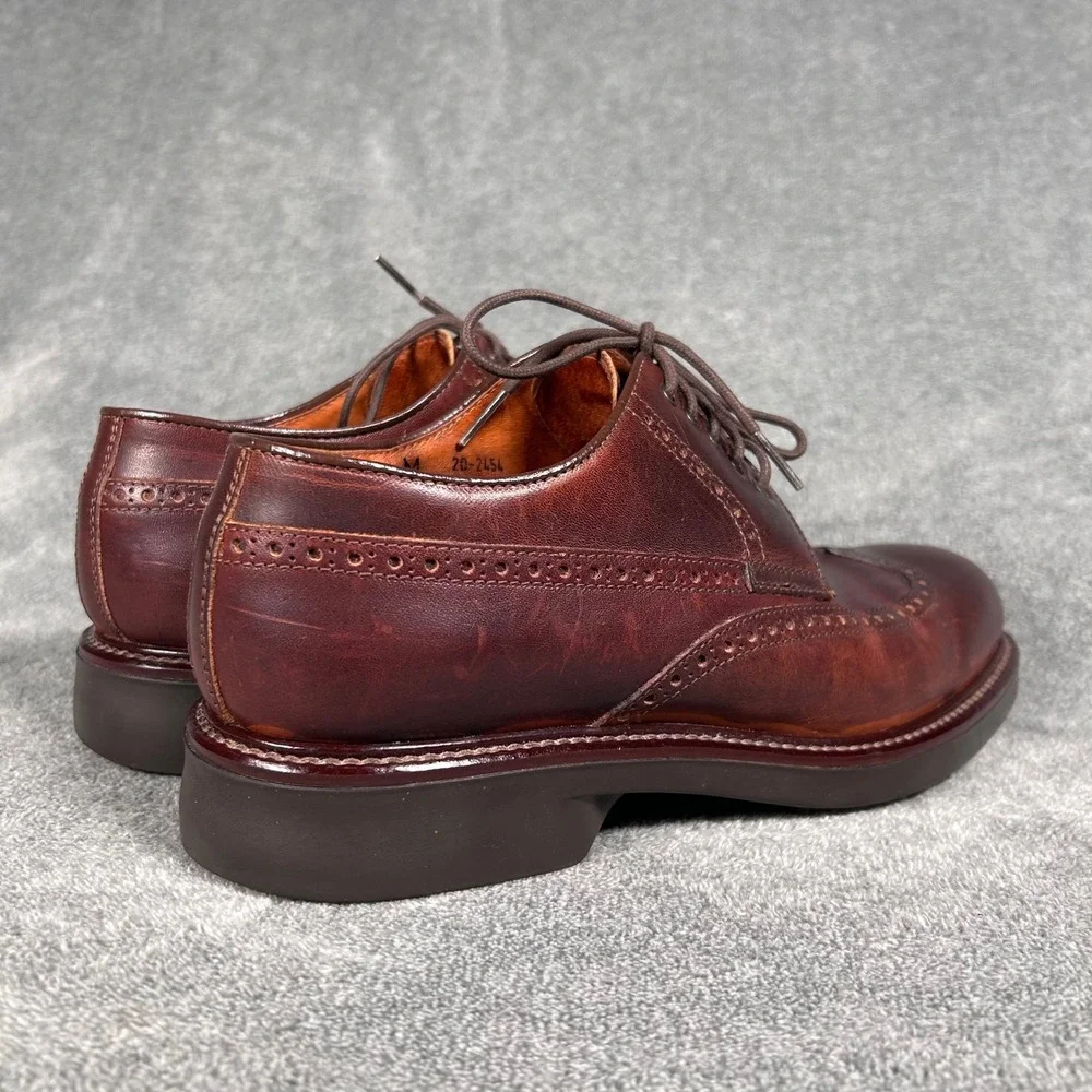 Johnston Murphy Wingtip Derby Oxford Dress Shoes Men 8.5M Burgundy Leather Italy